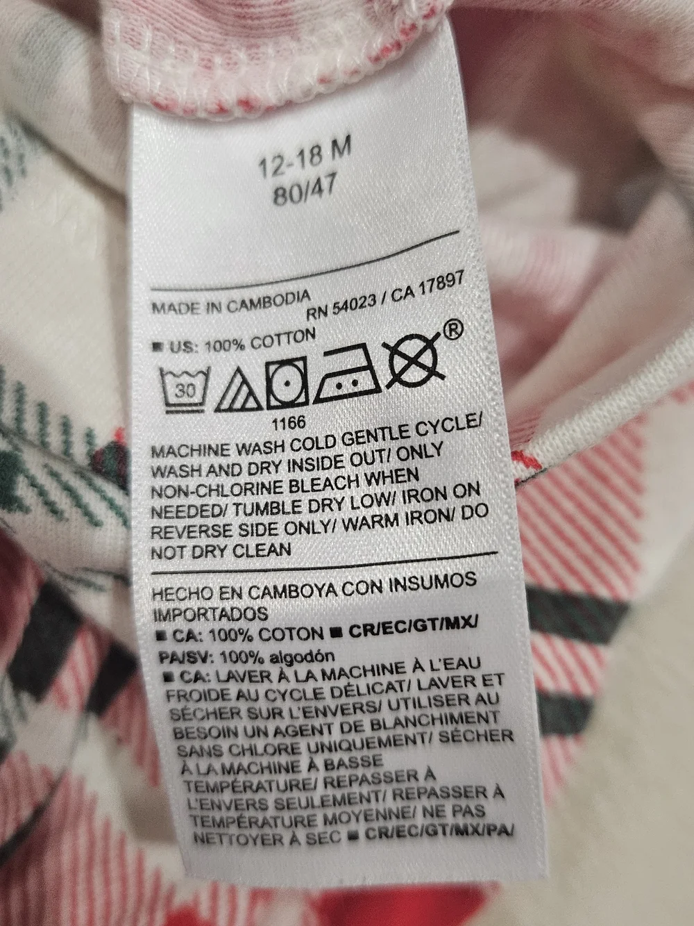 Old Navy Baby Christmas Plaid Pants, White, Red, Green - 12-18 Months